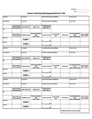 Contractor Tax Rate Change Rebate Form ET-180B