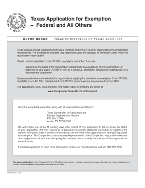 Texas Application for Exemption