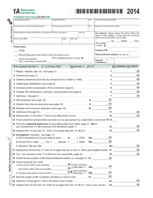 Wisconsin Income Tax Form 1A 2014