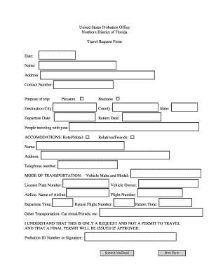 US Probation Office Travel Request Form