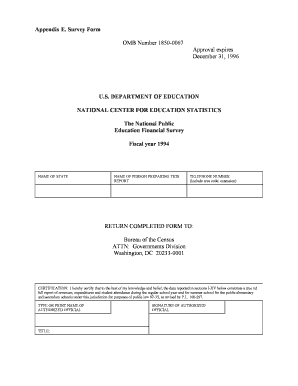 National Public Education Financial Survey Form
