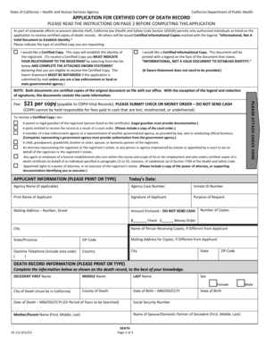 California Death Record Application