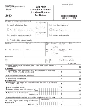 Amended Colorado Income Tax Return for Deceased Taxpayer