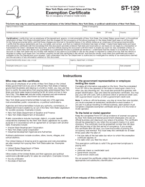 New York State Sales Tax Exemption Certificate