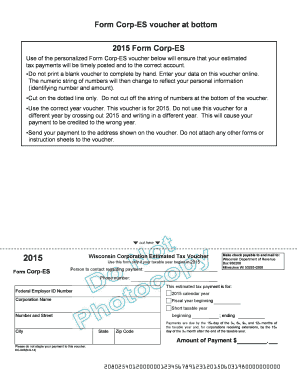 2015 Form Corp-ES with Specifications - Wisconsin Corporation Estimated Tax Voucher - revenue wi