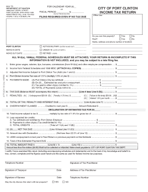 Port Clinton Income Tax Return