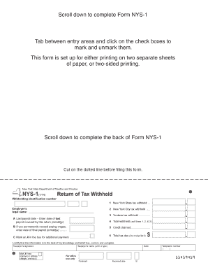 New York State Tax Withholding Form NYS-1
