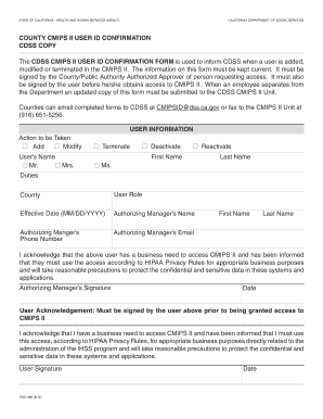 California CMIPS II User ID Confirmation Form