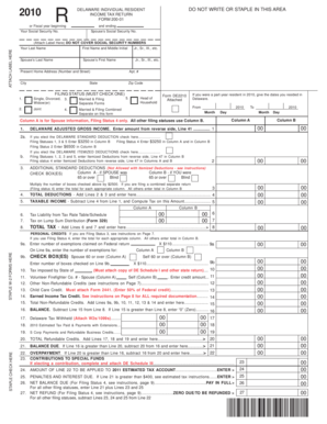 Delaware Individual Resident Income Tax Return