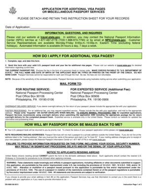 US Passport Additional Visa Pages Application