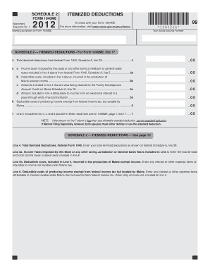 Schedule 2 Itemized Deductions Form 1040ME
