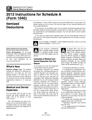 2012 Instructions for Schedule A (Form 1040)