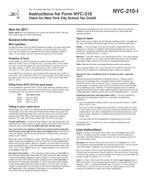New York City School Tax Credit Form NYC-210
