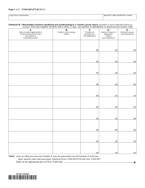 Schedule B – Nonresident Partners Yonkers Group Return
