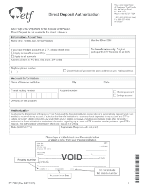 Wisconsin Direct Deposit Authorization Form