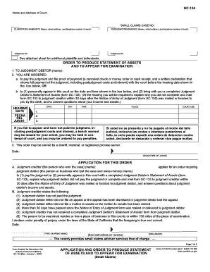 California Order to Produce Statement of Assets
