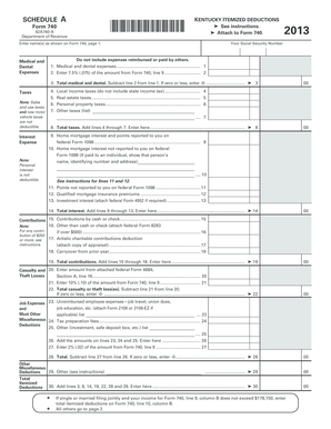 Kentucky Itemized Deductions Form 740