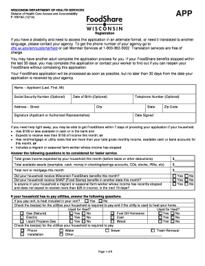 Wisconsin FoodShare Application Form