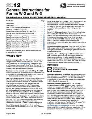 2012 IRS Forms W-2 and W-3 Instructions