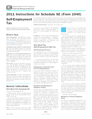 2011 Instructions for Schedule SE (Form 1040)