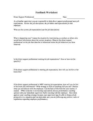 Direct Support Professional Feedback Worksheet