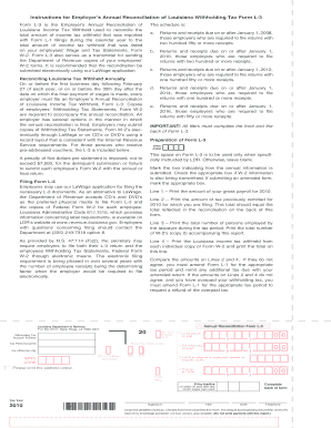 Louisiana Employer's Annual Reconciliation of Withholding Tax Form L-3