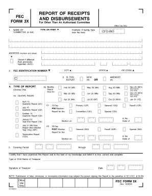 FEC Form 3X Report of Receipts and Disbursements