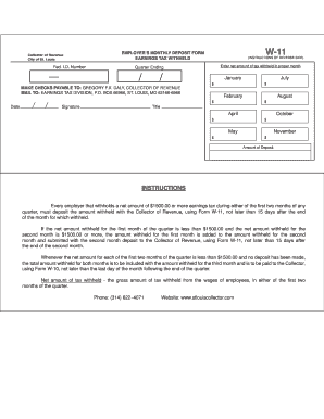 Employer's Monthly Deposit Form W-11