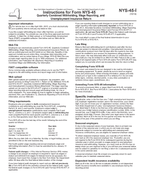 NYS-45 Quarterly Combined Withholding, Wage Reporting, and Unemployment Insurance Return