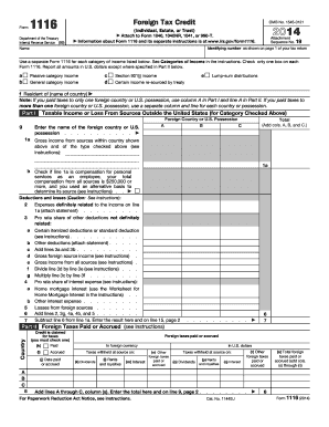 IRS Form 1116 Foreign Tax Credit