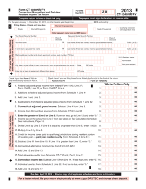 Connecticut Nonresident and Part-Year 2013 Income Tax Return