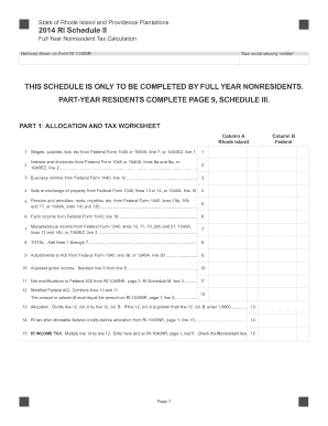 2014 Rhode Island Nonresident Tax Calculation