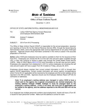 2014 Form W-2 Processing Memorandum
