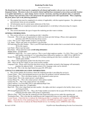 Rendering Provider Form