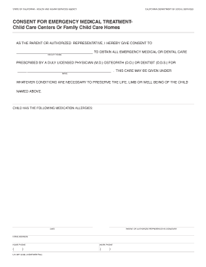 California Emergency Medical Treatment Consent