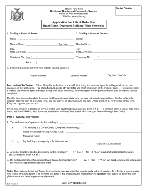 New York Rent Reduction Application