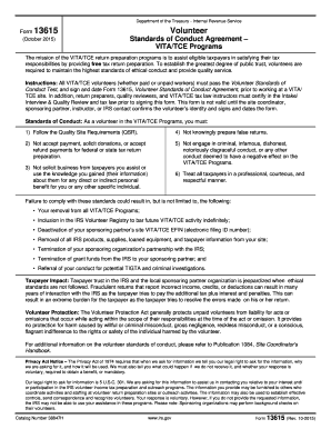 IRS Form 13615 Volunteer Standards of Conduct Agreement