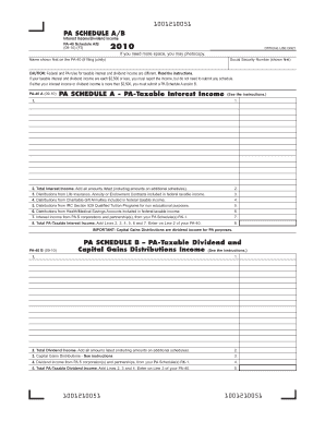 PA Schedule A/B for Interest and Dividend Income