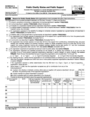 Schedule A Form 990 or 990-EZ