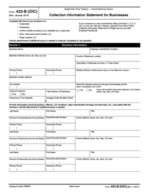 IRS Form 433-B (OIC) Collection Information Statement for Businesses