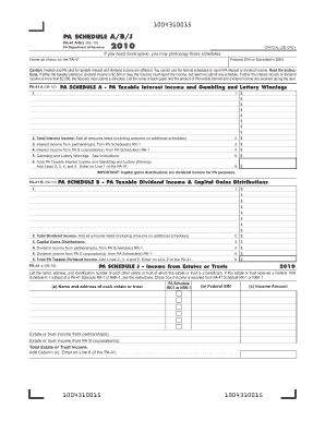 PA Schedule A/B/J for PA-41 Taxable Income