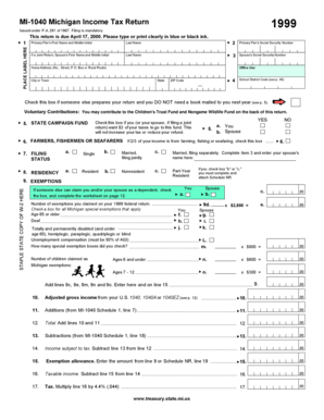 Michigan Income Tax Return 1999