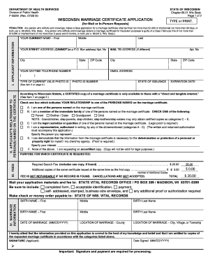 Wisconsin Marriage Certificate Application