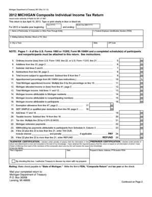 Michigan Composite Individual Income Tax Return Form 807