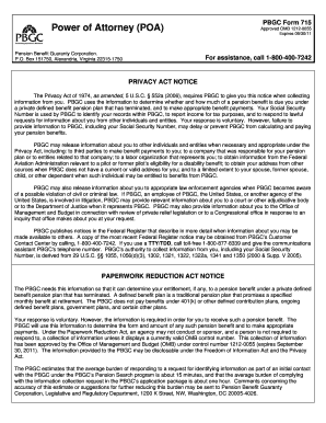 PBGC Form 715 Power of Attorney