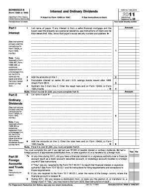 Schedule B Form 1040A or 1040