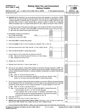 IRS Schedule M Retiree Credits 2009