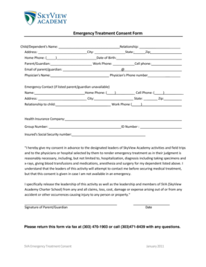 Emergency Treatment Consent Form