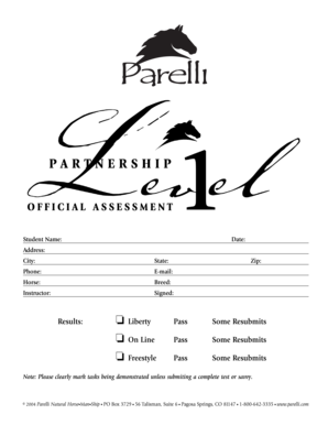 Parelli Natural Horsemanship Assessment Form