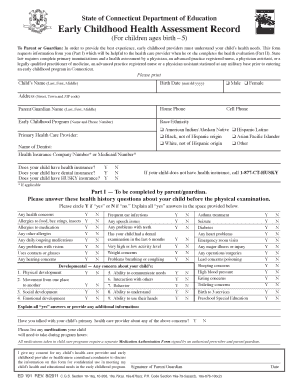Connecticut Early Childhood Health Assessment Record